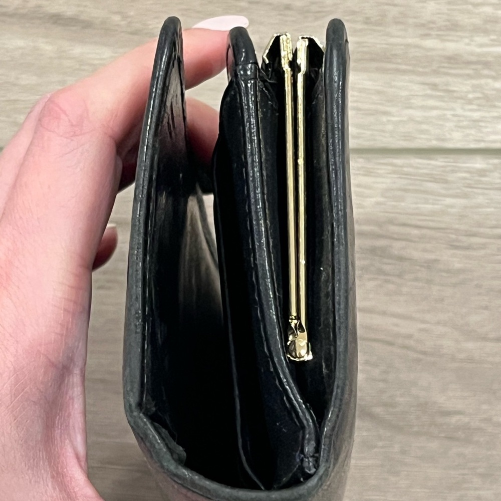 VTG Coach Black Leather Long Bifold Kiss Lock Continental Wallet Coin Checkbook - Picture 7 of 9
